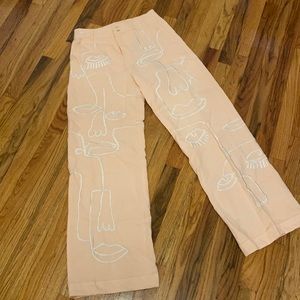 Maison Les Enerves Pink Linen Siam Pants